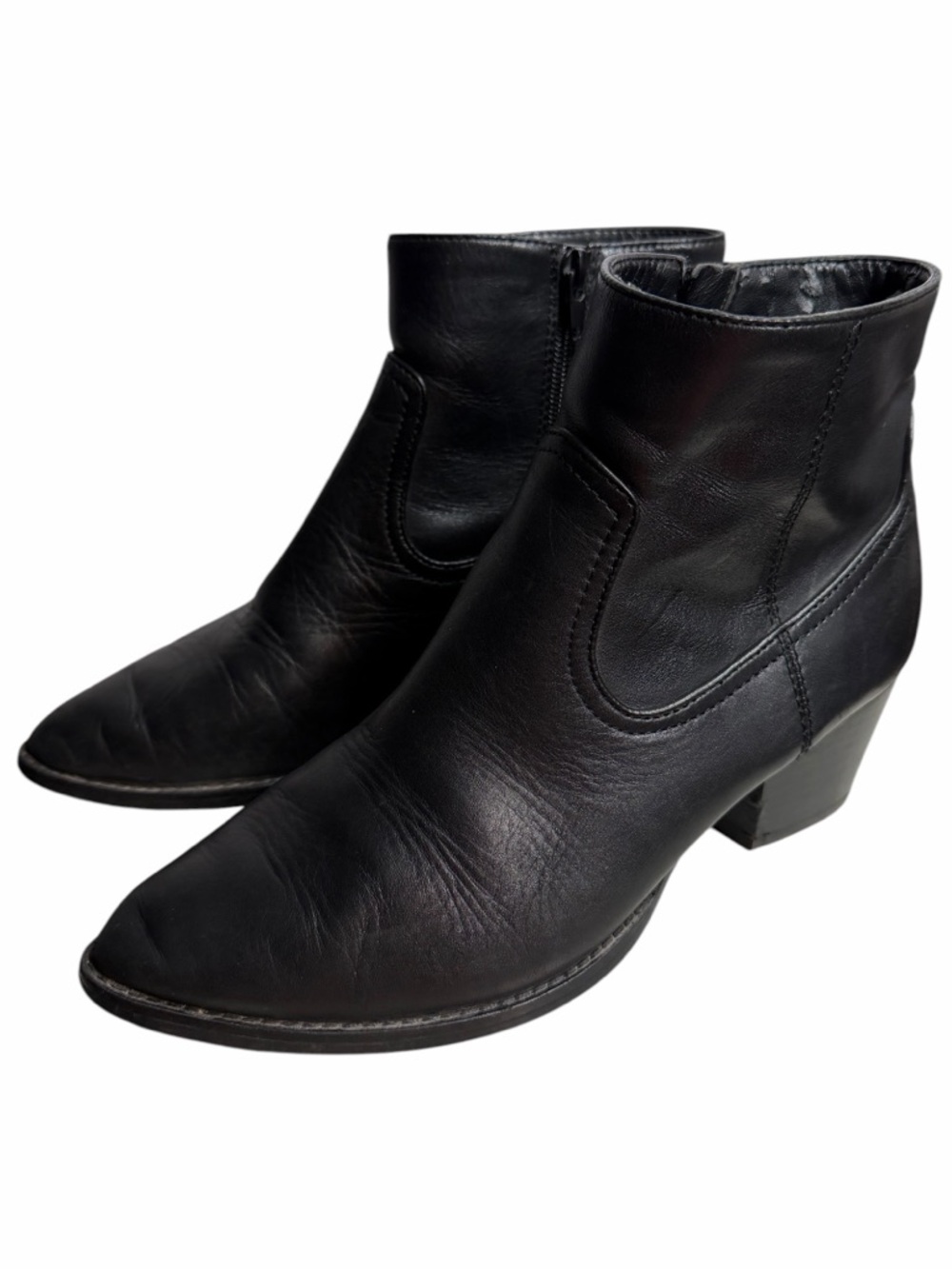 Aldo Women's Black Leather Ankle Boots - Classic Pointed Toe - Size 8